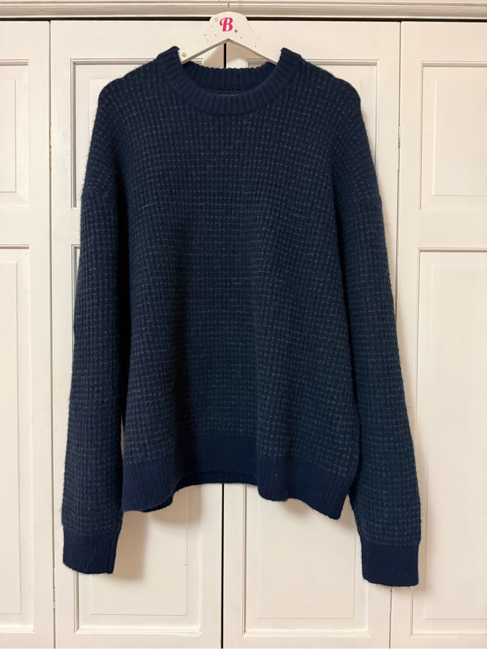 Abercrombie & Fitch Navy/Green Waffle Knot Crewneck Pullover Sweater Men’s Large